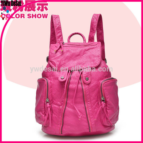 The new 2016 tide washed leather leisure female bag institute large capacity wind backpack travel bag