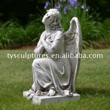 Custom outdoor elegant angel statue natural stone kneeling angel sculpture