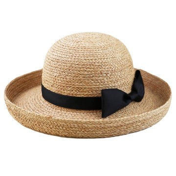 2017 custom women roll brim raffia straw sun hat