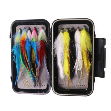 Wholesale 10PC Saltwater Streamer Fly Set with Waterproof Box for Bass, Pike, and Muskie Fishing