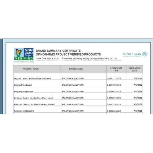 Supplément de fructooligosaccharides Fos CAS308066-66-2