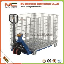 Foldable stacking steel wire mesh pallet containers