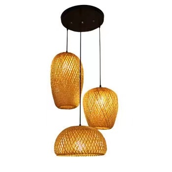 Bamboo Wicker Rattan Wave Shade Pendant Light