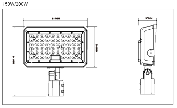 High Lumen Long Range Rotating Minglight led flood light 200w supplier