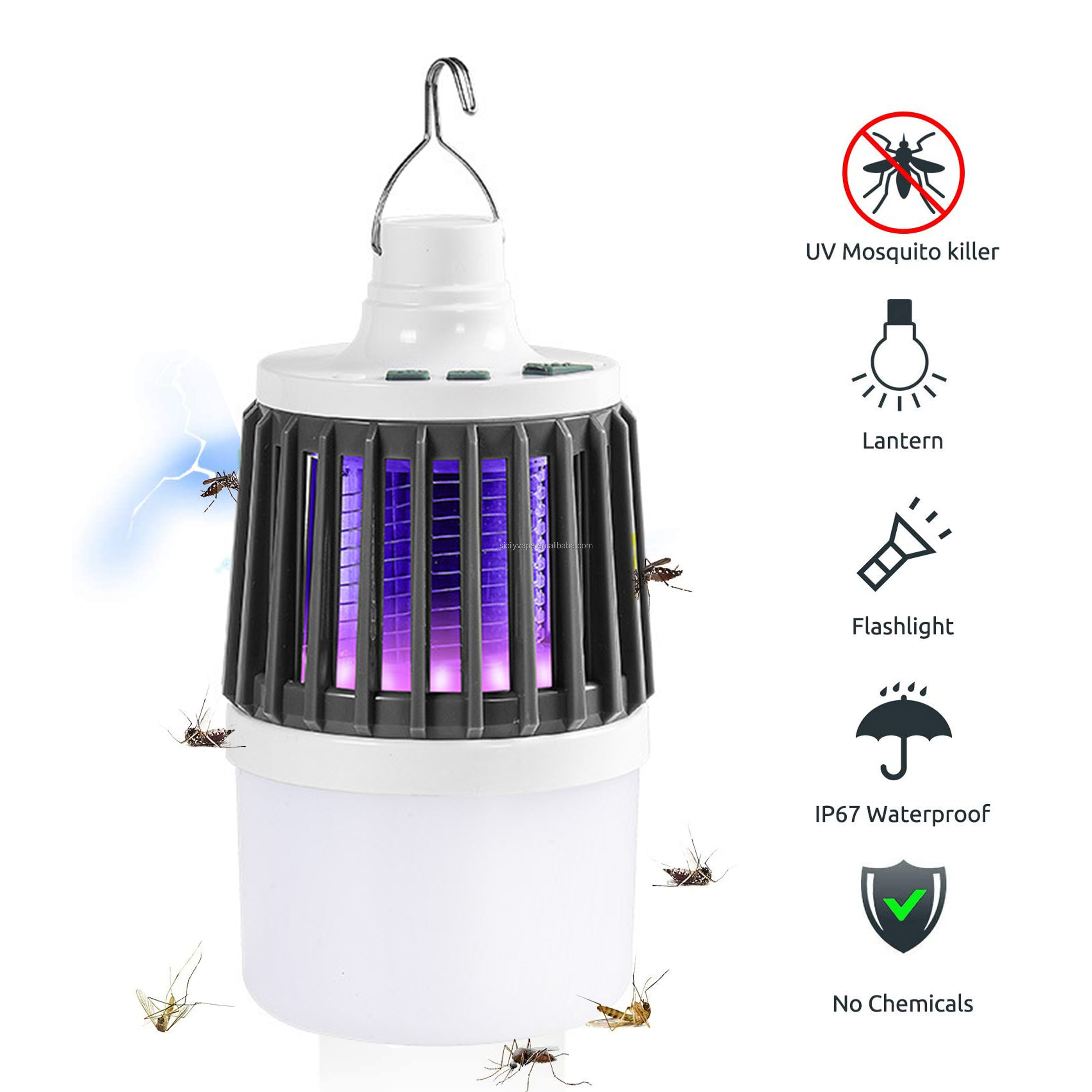 Rechargeable waterproof camping lantern Mosquito Killer, 2200mah LED Lantern Repellent light Insect Bug mosquito Trap