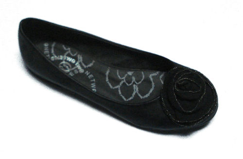 Designer Fashion Comfortable Black Pu Female Pump Flat Shoes With 2cm Heels, Size 36-41