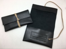 Boshiho black leather cigarette case PU tobacco pouch bag