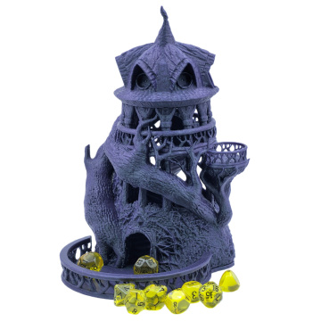 3D Printed Dice Tower for Dungeons and Dragons Games, Dice Spiral Staircase Castle Dice Tower for RPG Miniature Wargaming