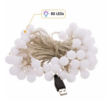 Lohas LED Globe String Lights 5V USB Charged 8M 80Bulbs Fairy Lights