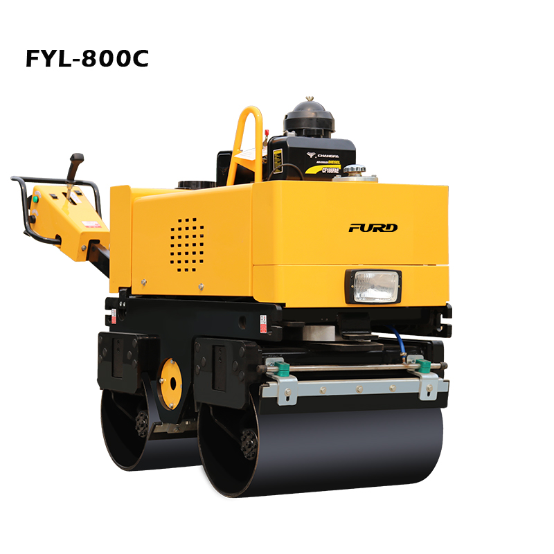 Walk-behind double-vibration full hydraulic road roller with safety ram roller price