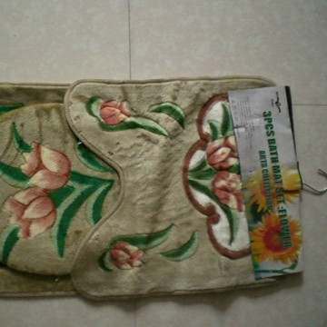 new design velour 3 pieces anti-slip bath mat shape bath mat