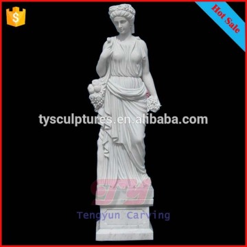Indoor hand crafts human statue marble greek lady sculpture female with fruit