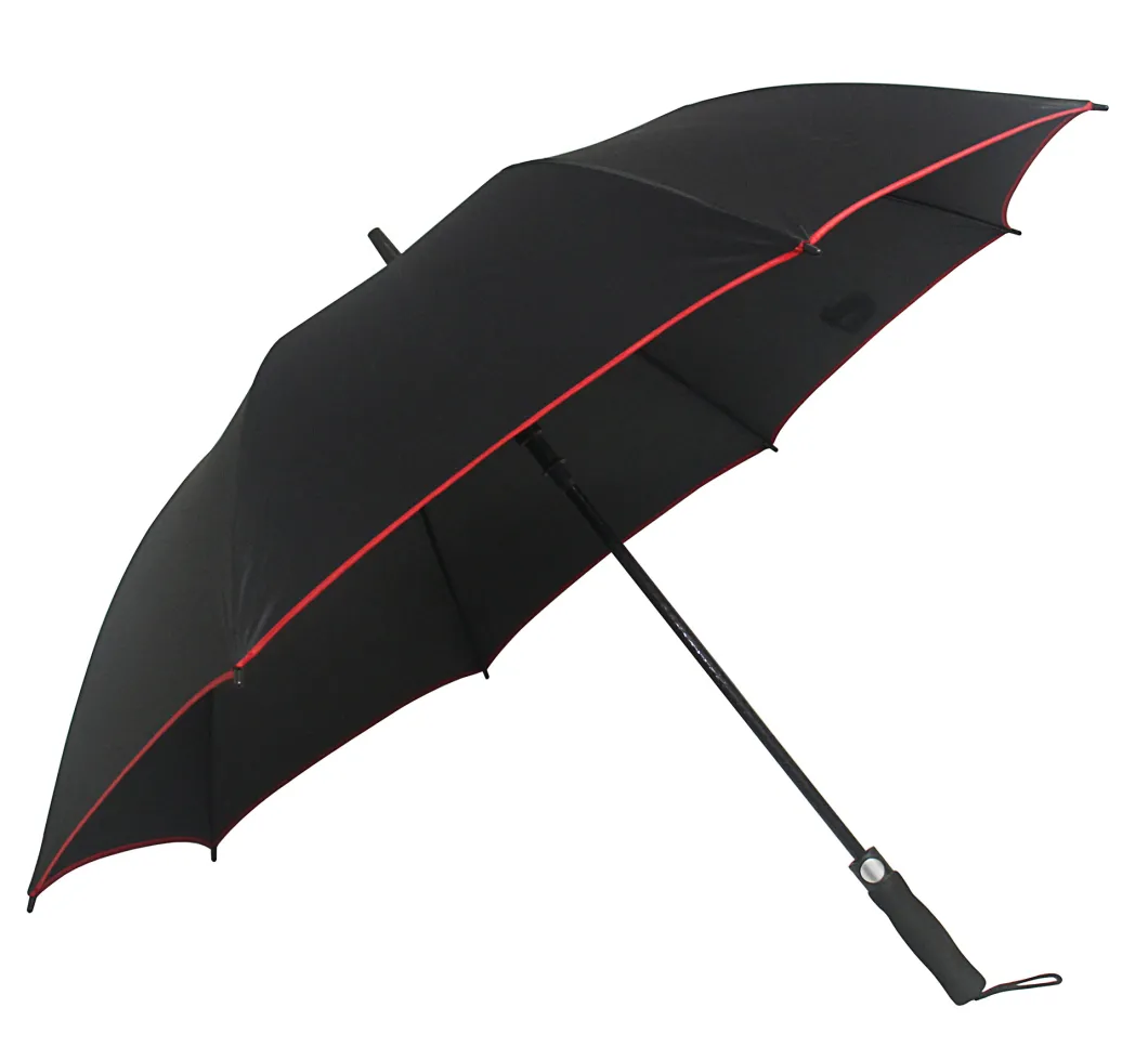 Promotional Large Size Windproof Stick Golf Umbrella with Safety Reflective Strip