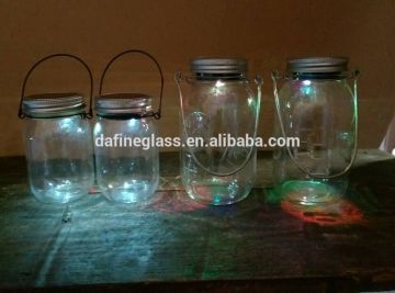 Various decorative glass mason jar with solar led tin cap