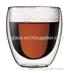 350ml Mouth Blown Borosilicate Double Wall Glass Americano Coffee Cup 