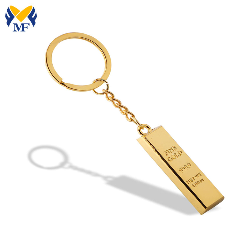 Aangepaste Gold Bar Metal Keychain met uw ontwerp