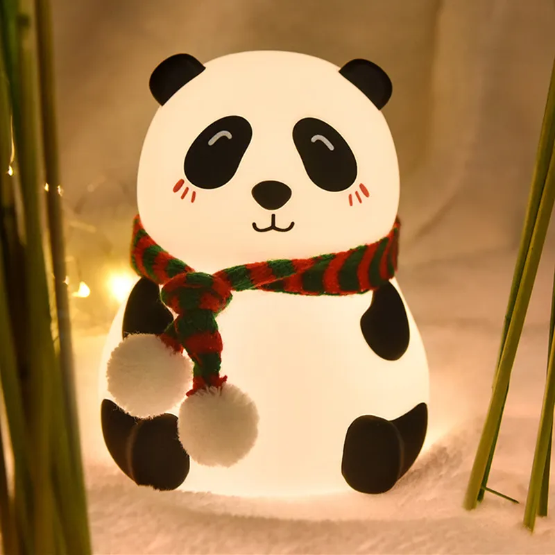 Silicone Panda Night Light with Touch Activation for Home Adorable Bedside Light