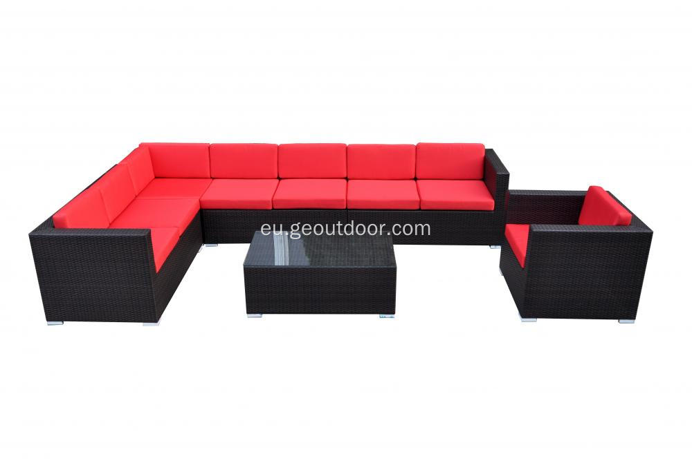 Aisialdirako moduak rattan sofa sofa aluminiozko altzariekin