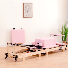 Foldable Pink Pilates Reformer for Home Use and Yoga Studios
