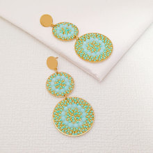 Green Bohemian Dangle Earrings for Women - Vintage Style Stainless Steel Earrings