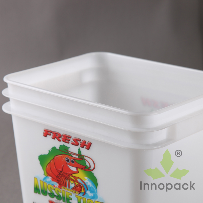 10L Rectangular Plastic Bucket and Container with Lid for Seafood