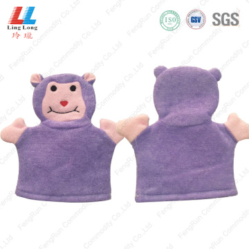 Animal purple gloves body bath sponge