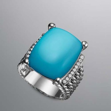 David Yurman Sterling Silver Jewelry Turquoise Wheaton Ring