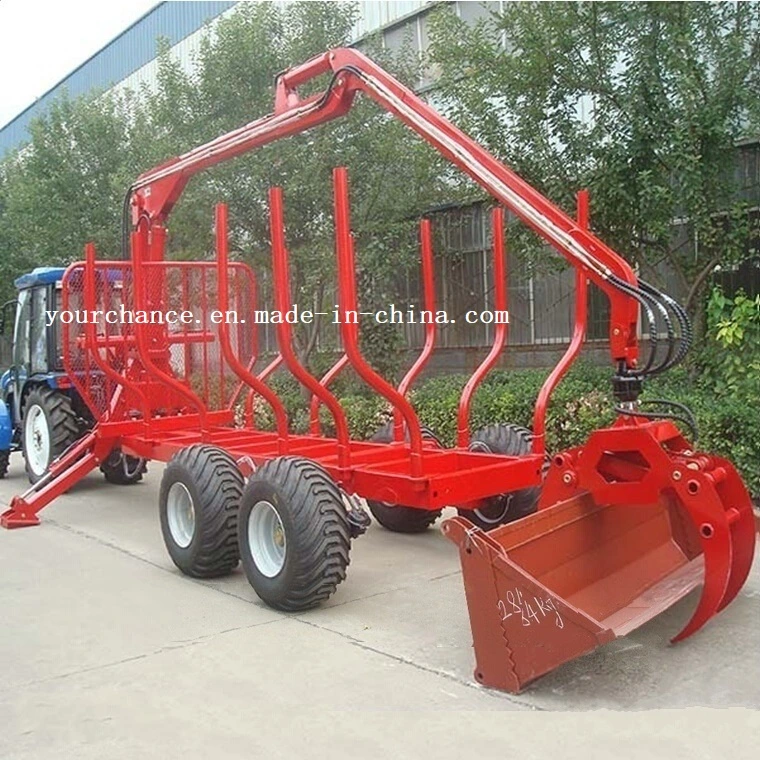 Thailand Hot Sale Forestry Trailer Zm8006 8 Tons Log Loading Trailer with Crane Made in China