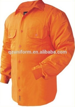 Men\'s Orange Long Sleeve Work Wear Shirts Custom Logo