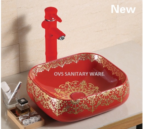 Hot sale ceramic red kittchen sink