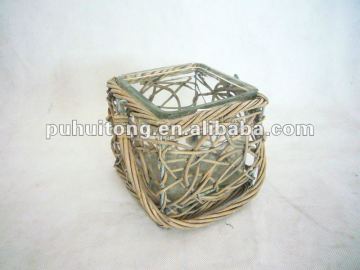 willow flower pot with glass