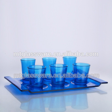 color painted shot glass set with shot glass holder tray