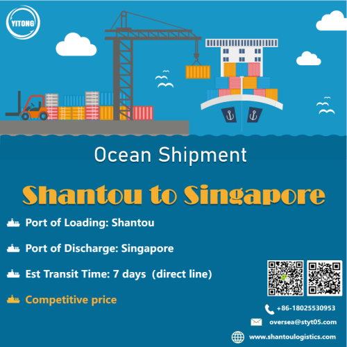Taux de fret de l&#39;océan Shantou à Singapour