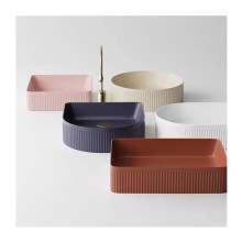 Customized Colorful Groove Flute Rectangular Oval Ceramic Sink