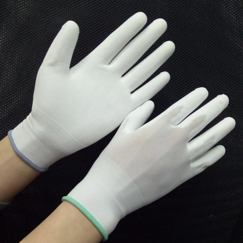 White PU Palm Coated Polyester Shell Hand Protective Work Gloves