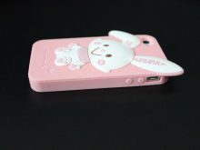 Pink Melody Rabbit Lovely Iphone 4 / 4s / 5 Silicone Phone Cases