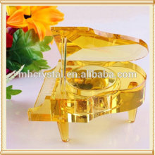 Yellow beautiful crystal piano music box MH-P006