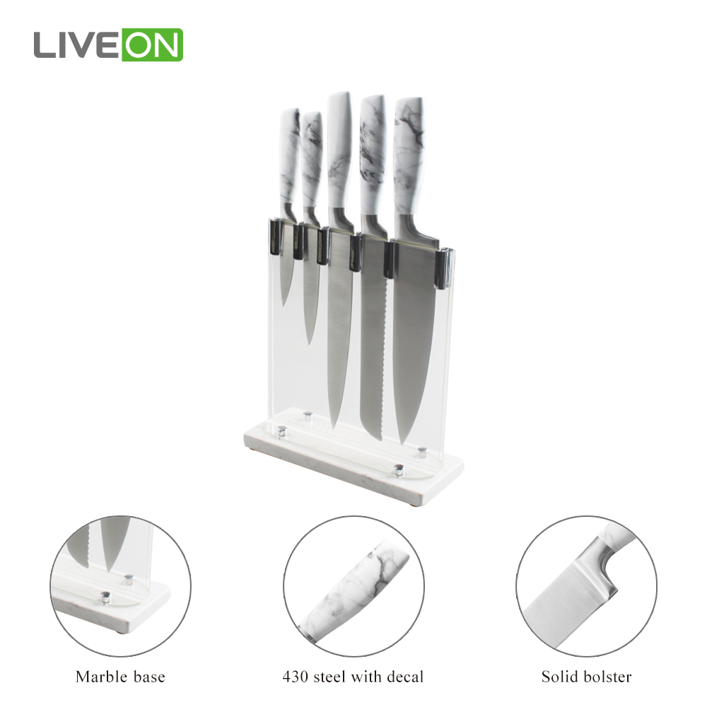 Professional Chef Stainless Steel Knife Set with Block