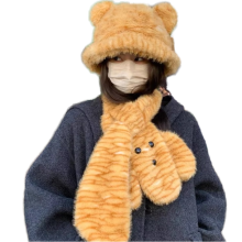 Winter Plush Hat - Cute Tiger Pattern Fisherman Hat with Neck Protector