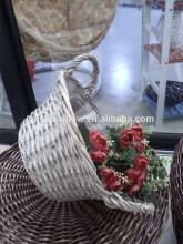 willow flower basket with handle and plastic lining