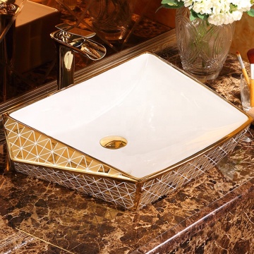 Copper Gold Silver Wash Basin Ceramic Bathroom Sinks