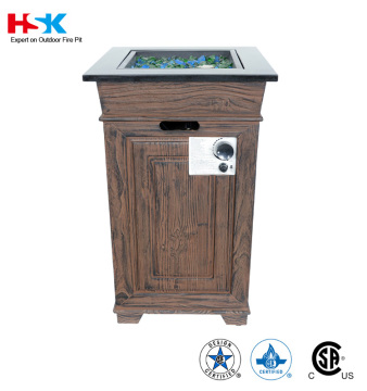 Outdoor Backyard Firepit Column type Rust Wood Appearance LP Gas fire pit bowl With Granite Tabletop