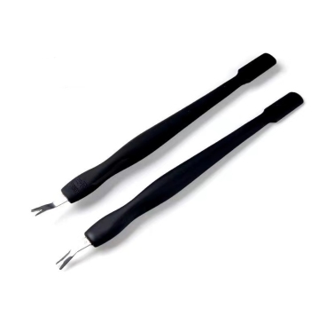 Nail Cuticle Trimmer with Rubber Plastic Handle: Double-Ended Cuticle Knife and Pusher