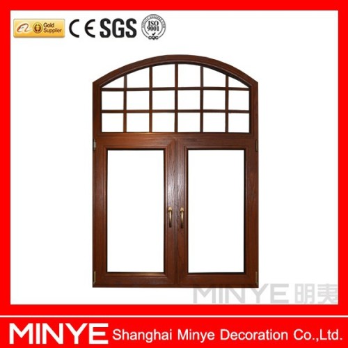 New design aluminum cladding wooden window with grids