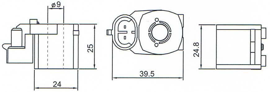 Overall dimension of Valtek 3ohm Injector Type 30 / 33 / 37 / 40 Coils