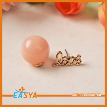 Fashion Agate Ball Gold Love Letter Stud Earring