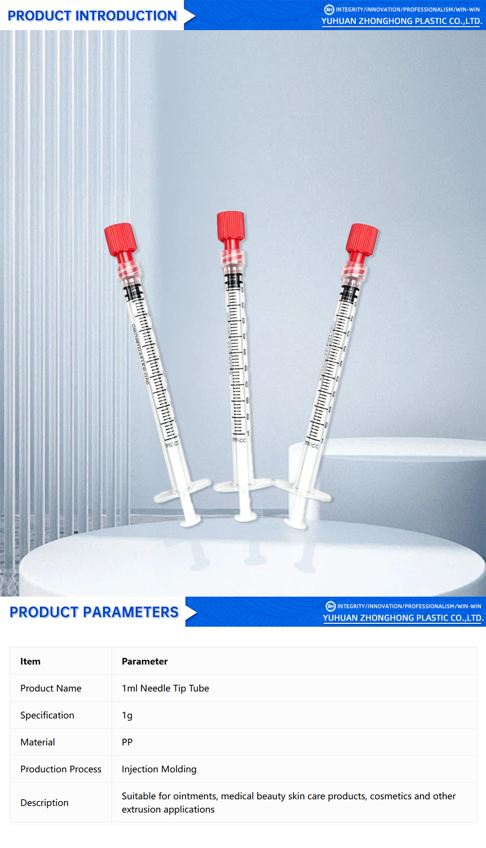 أنبوب ذو طرف إبرة 1 مل لتطبيقات العناية الأنثويةX 1ml Needle Tip Tube for Feminine Care ApplicationsX