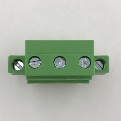 Vertical pluggable terminal block with locking screws