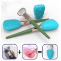Suporte personalizado de limpeza de escova de maquiagem de silicone 2 em 1