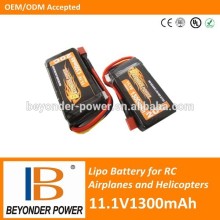 Wholesale price, rechargeable 11.1V1300mah lipo battery for remote control helicopter, rc helicopter battery